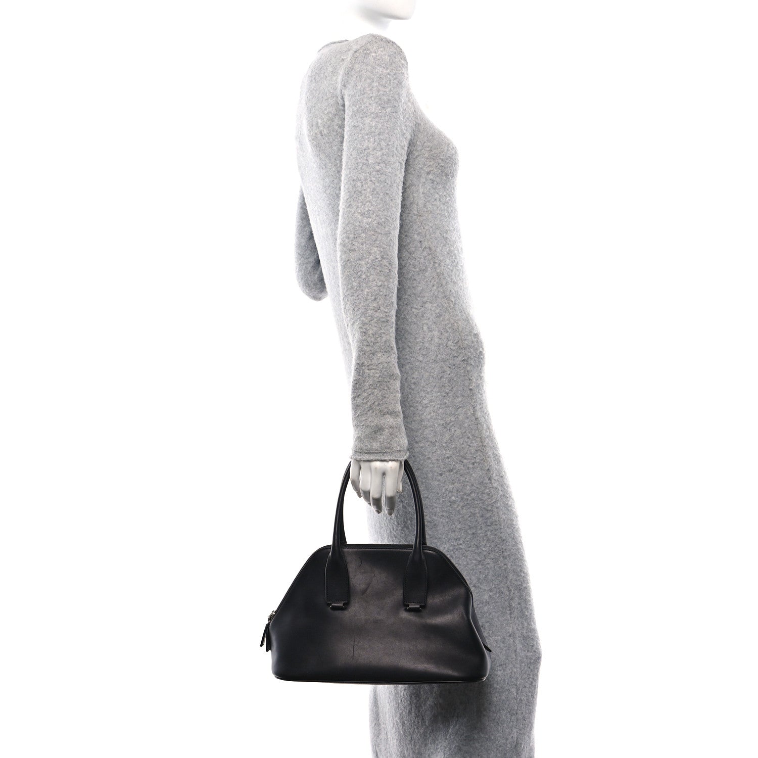 The Row Polished Saddle Calfskin Medium Devon Bag Black 2 of 10