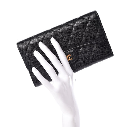 Chanel Caviar Quilted Long Flap Wallet Black 2 of 9