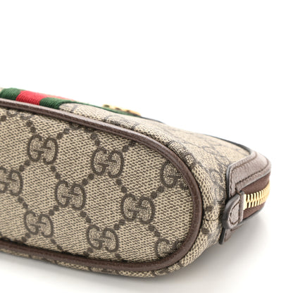 Gucci GG Supreme Monogram Textured Calfskin Web Medium Ophidia Cosmetic Case Beige Ebony New Acero 8 of 8