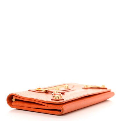 Balenciaga Agneau Giant 12 Gold Hardware Money Wallet Tangerine 4 of 7