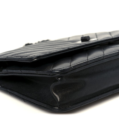 Chanel Sheepskin Chevron Reissue Wallet On Chain WOC So Black 10 of 12