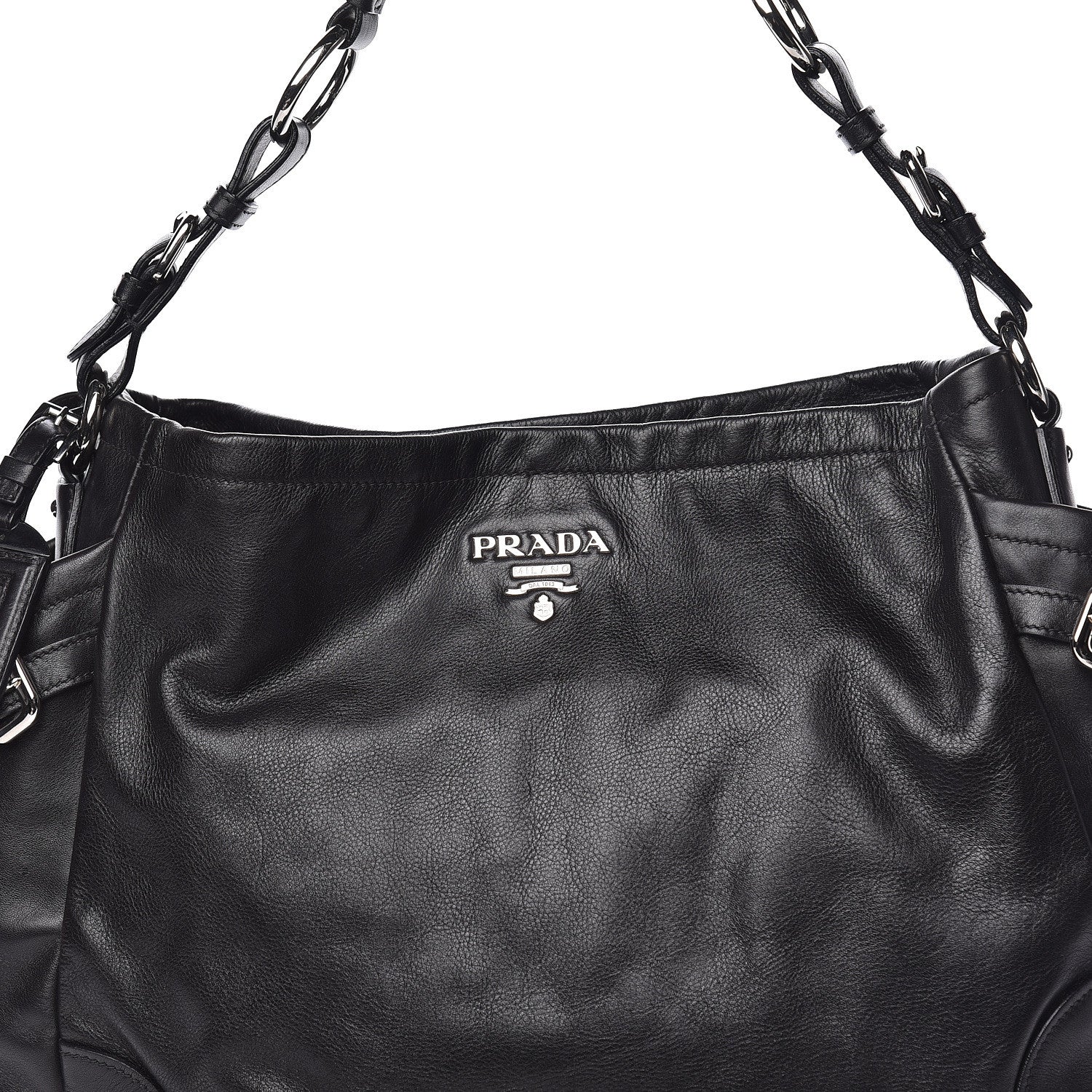 Prada Soft Calf Two Pocket Hobo Black 11 of 11