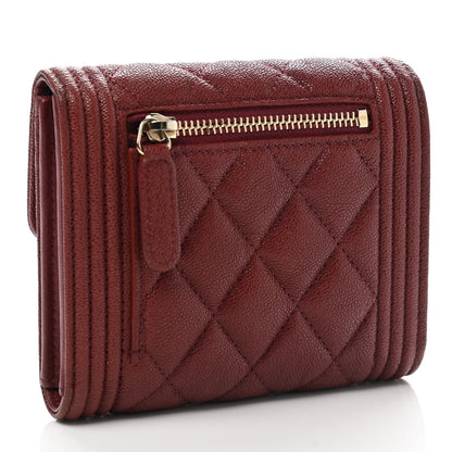 Chanel Caviar Quilted Compact Boy Wallet Burgundy 3 of 8
