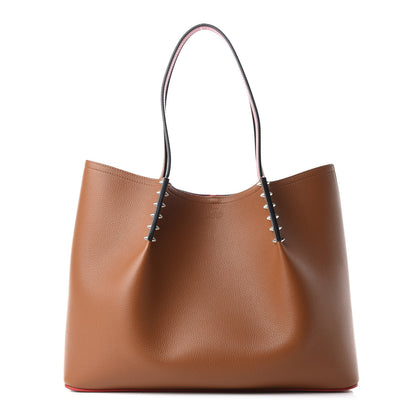 Christian Louboutin Calfskin Large Cabarock Spikes Tote Brown 1 of 9