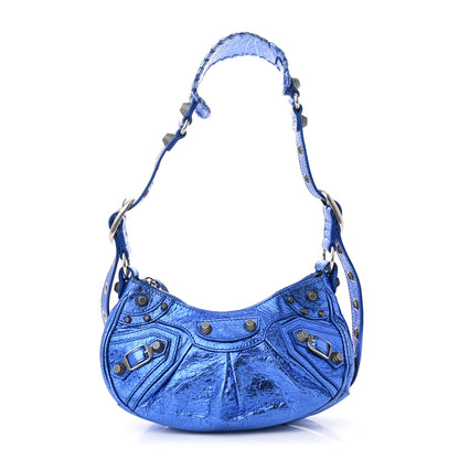 Balenciaga Metallic Arena Agneau Le Cagole Shoulder Bag XS Blue 1 of 14