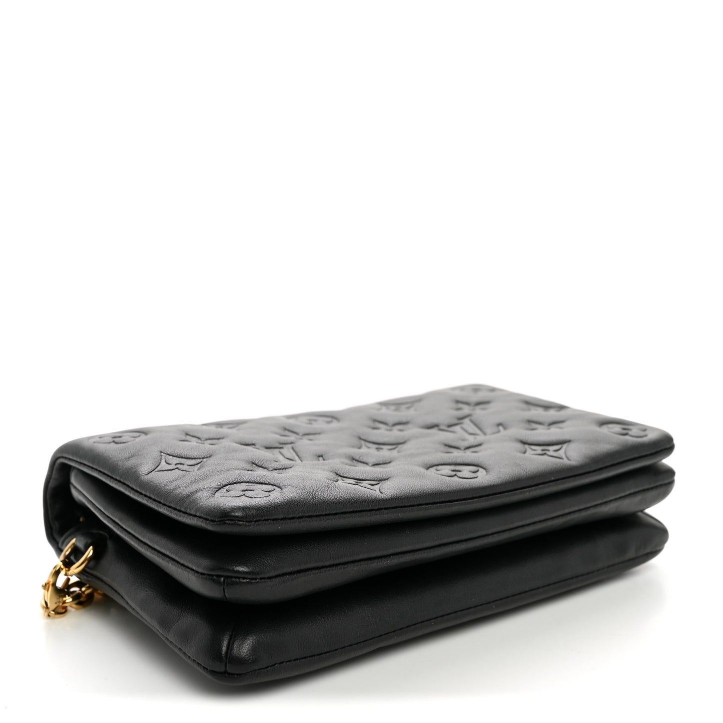 Lambskin Embossed Monogram Pochette Coussin Black