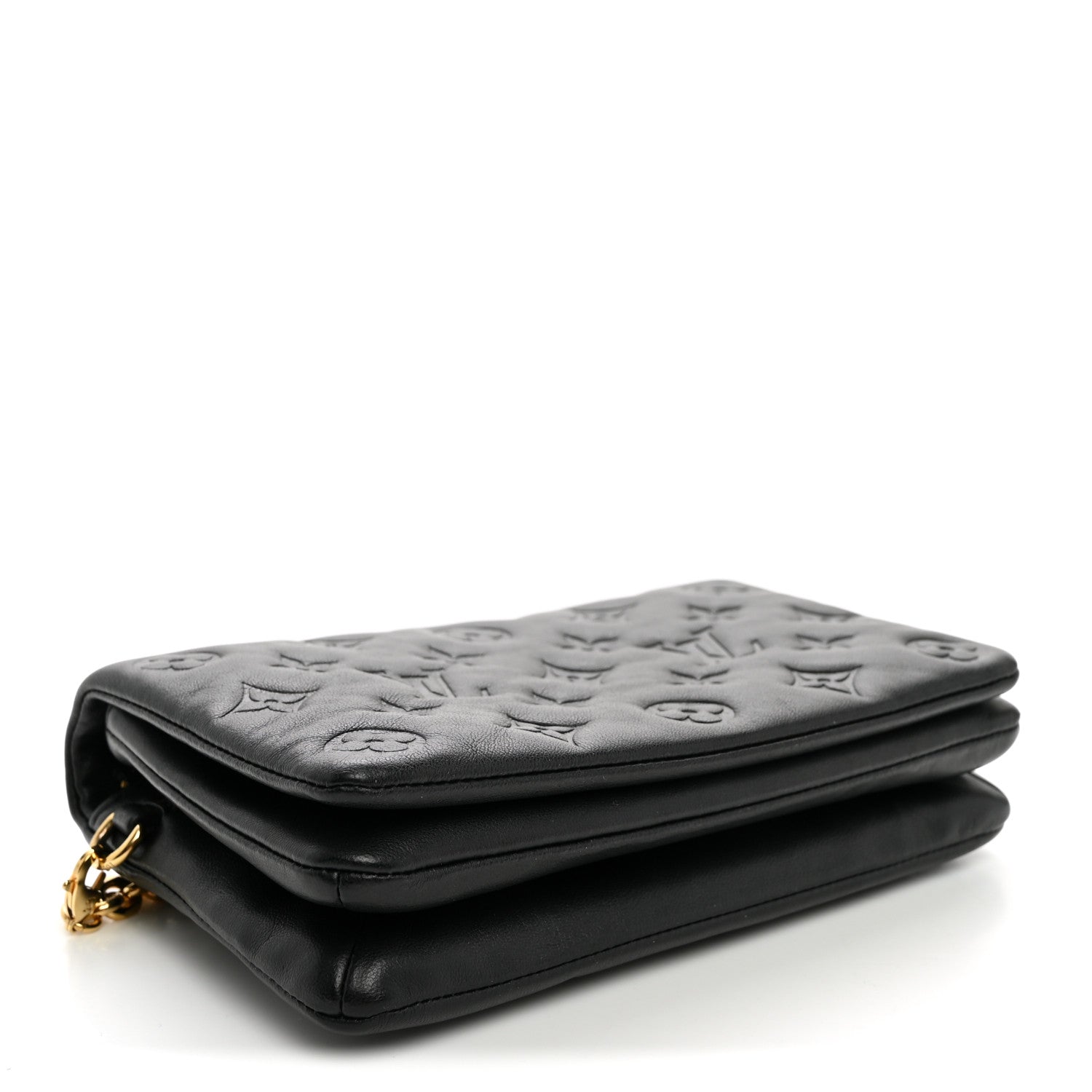 Louis Vuitton Lambskin Embossed Monogram Pochette Coussin Black 4 of 9