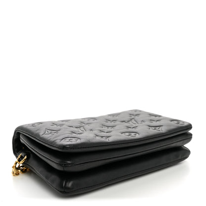 Louis Vuitton Lambskin Embossed Monogram Pochette Coussin Black 4 of 9