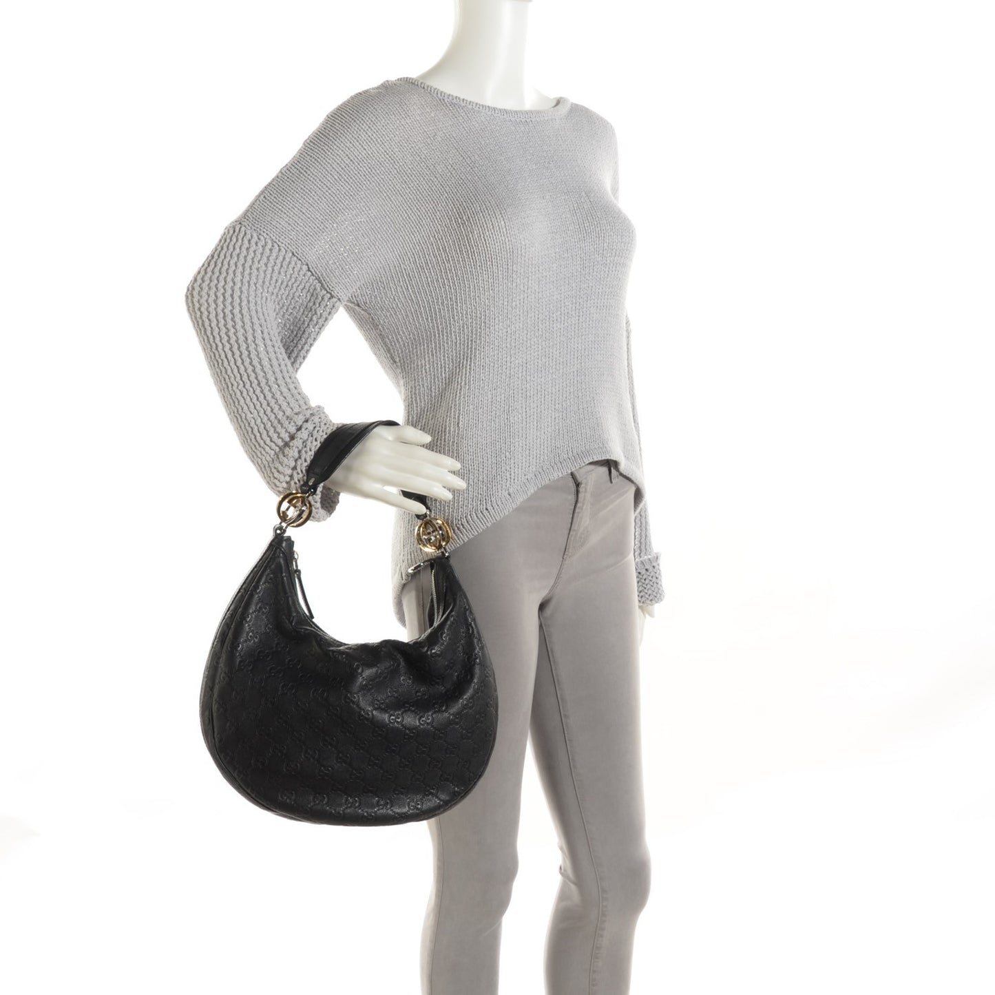 Guccissima Medium GG Twins Hobo Black