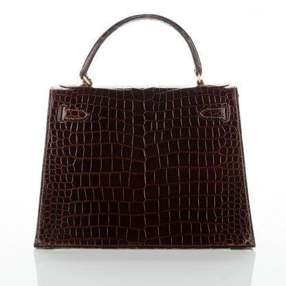 Hermes Shiny Crocodile Kelly 28 Havane 4 of 20