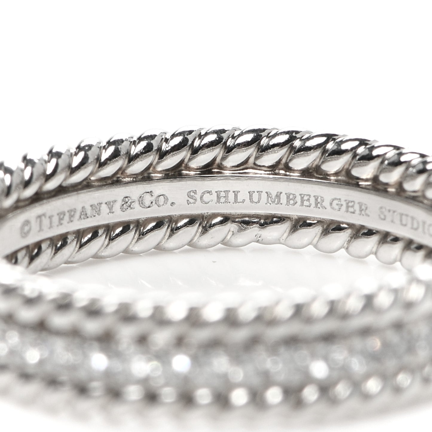 Platinum Diamond Schlumberger Rope Ring 56 7.5