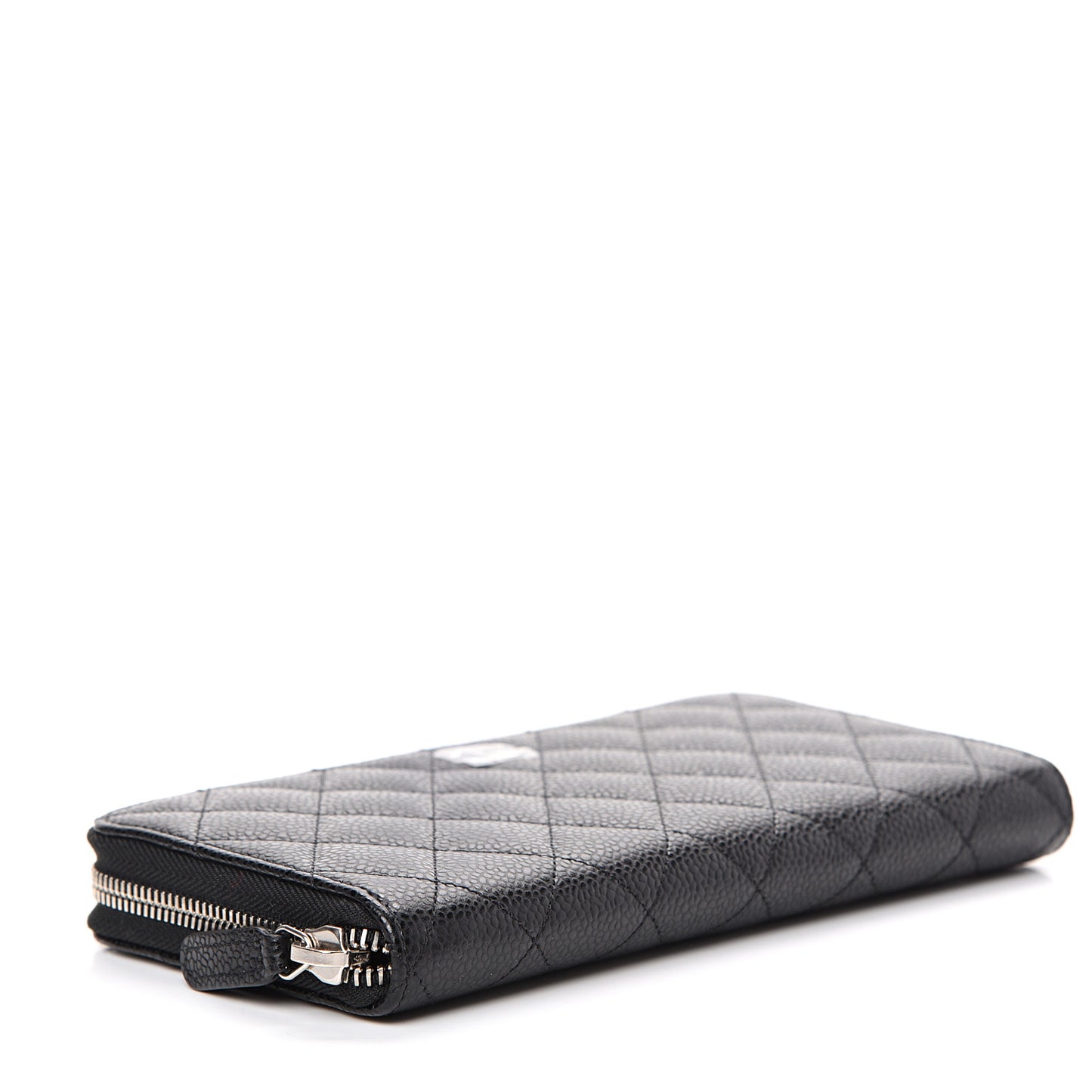 Caviar Quilted Large Gusset Zip Around Wallet Black