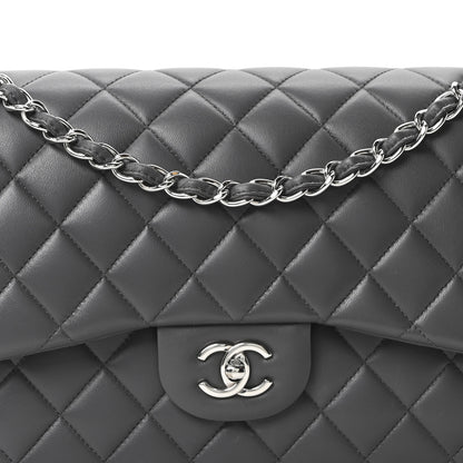 Chanel Lambskin Quilted Jumbo Double Flap Dark Grey 8 of 11