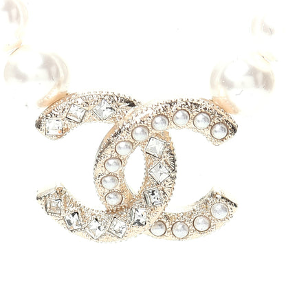Chanel Pearl Crystal Chain CC Necklace Gold 4 of 6