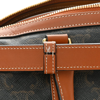 Celine Triomphe Canvas Calfskin Boston Bag Tan 11 of 11