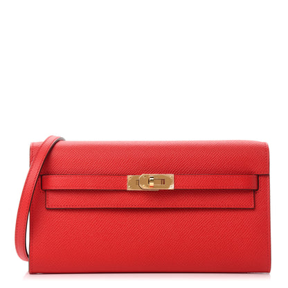 Hermes Epsom Verso Kelly Wallet To Go Rouge De Coeur Rose Extreme 1 of 12