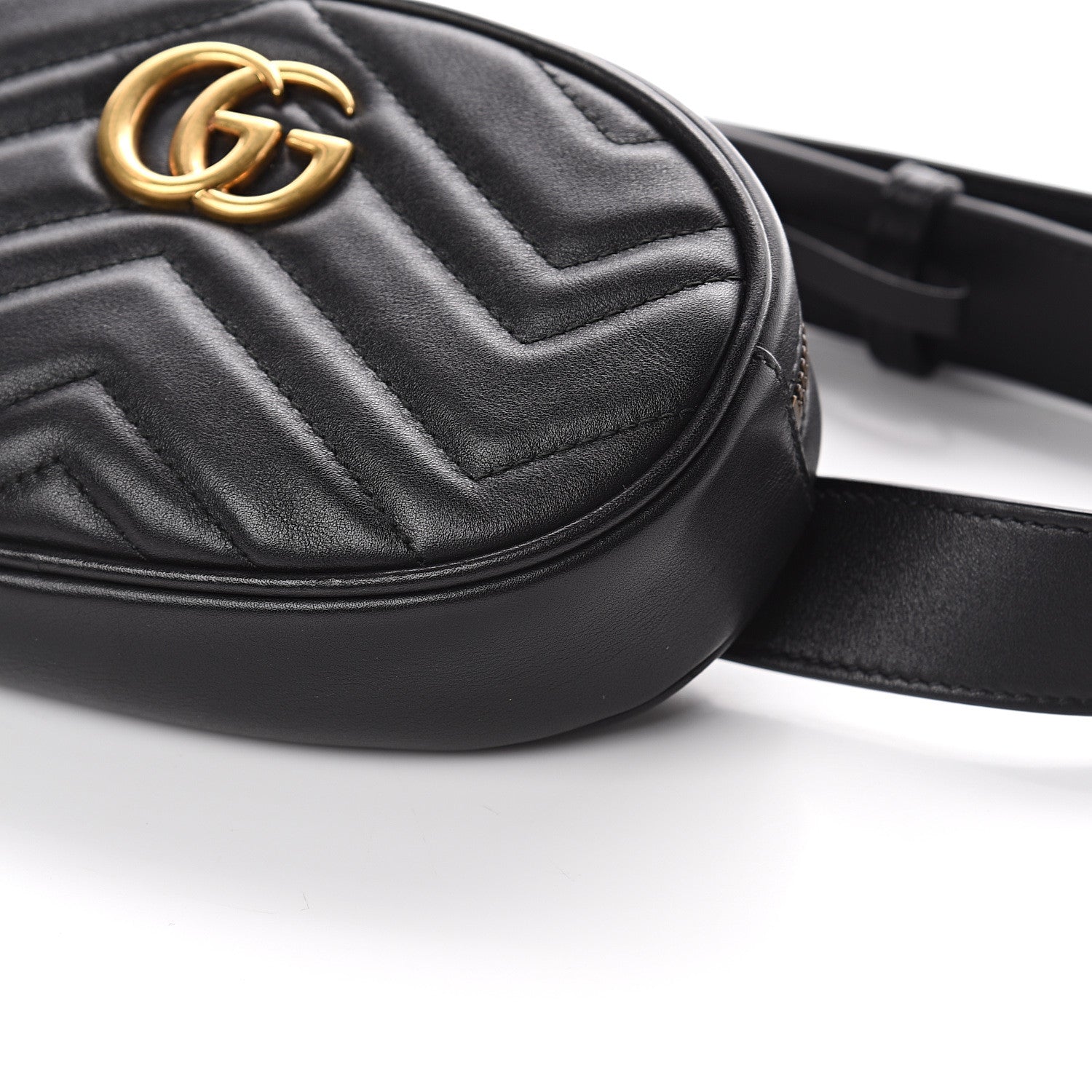 Gucci Calfskin Matelasse GG Marmont Belt Bag 85 34 Black 8 of 8