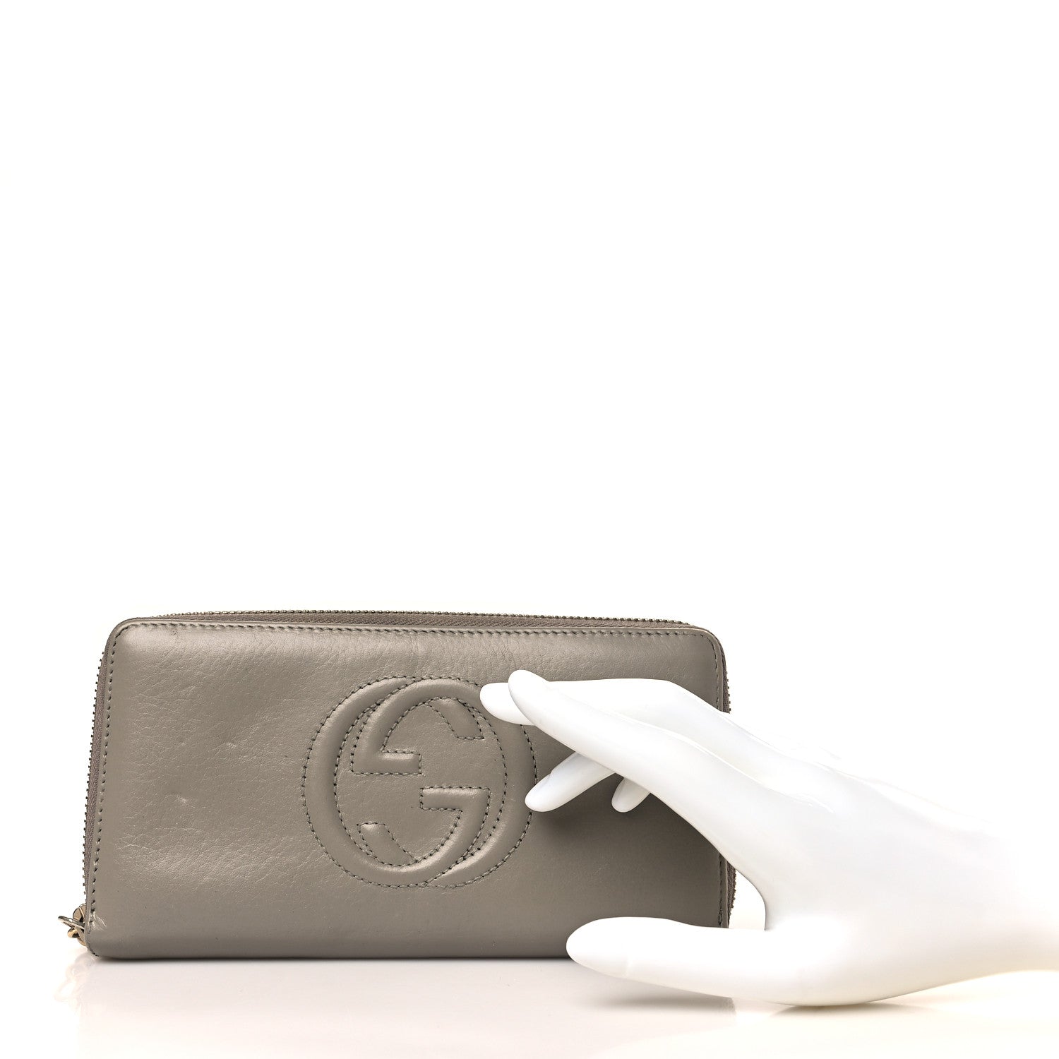 Gucci Calfskin Soho Zip Around Wallet Gray 2 of 6