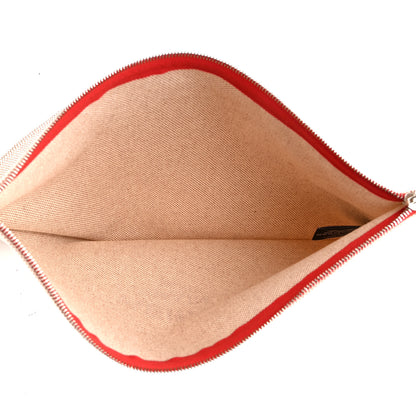Hermes Toile Flat Yachting Pouch Rouge 5 of 6