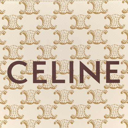 Celine Triomphe Canvas Calfskin Mini Vertical Cabas White 5 of 8