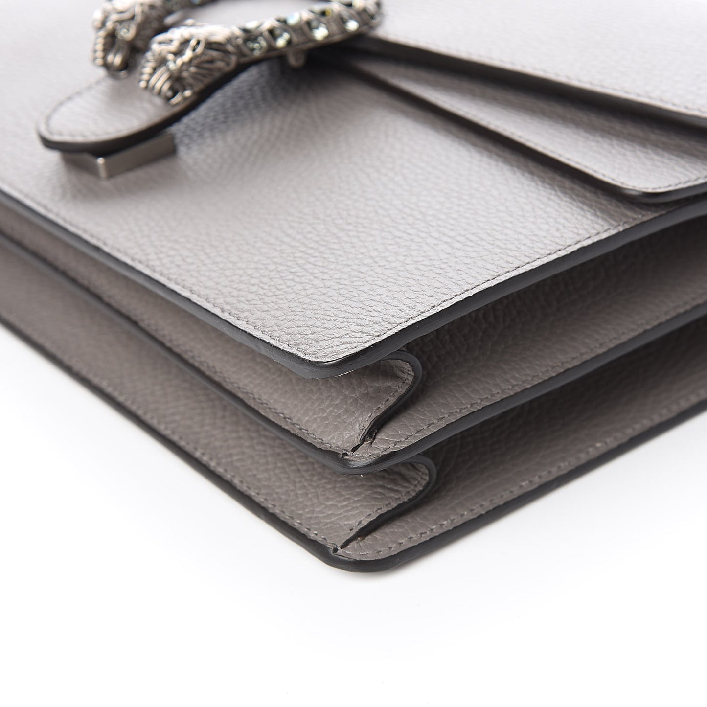 Dollar Calfskin Crystal Medium Dionysus Shoulder Bag Dusty Grey Black Diamond