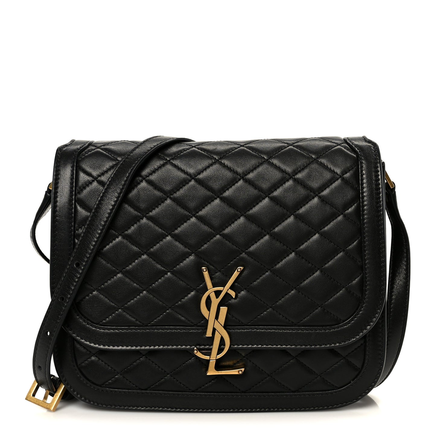Lambskin Quilted Monogram Medium Solferino Satchel Black