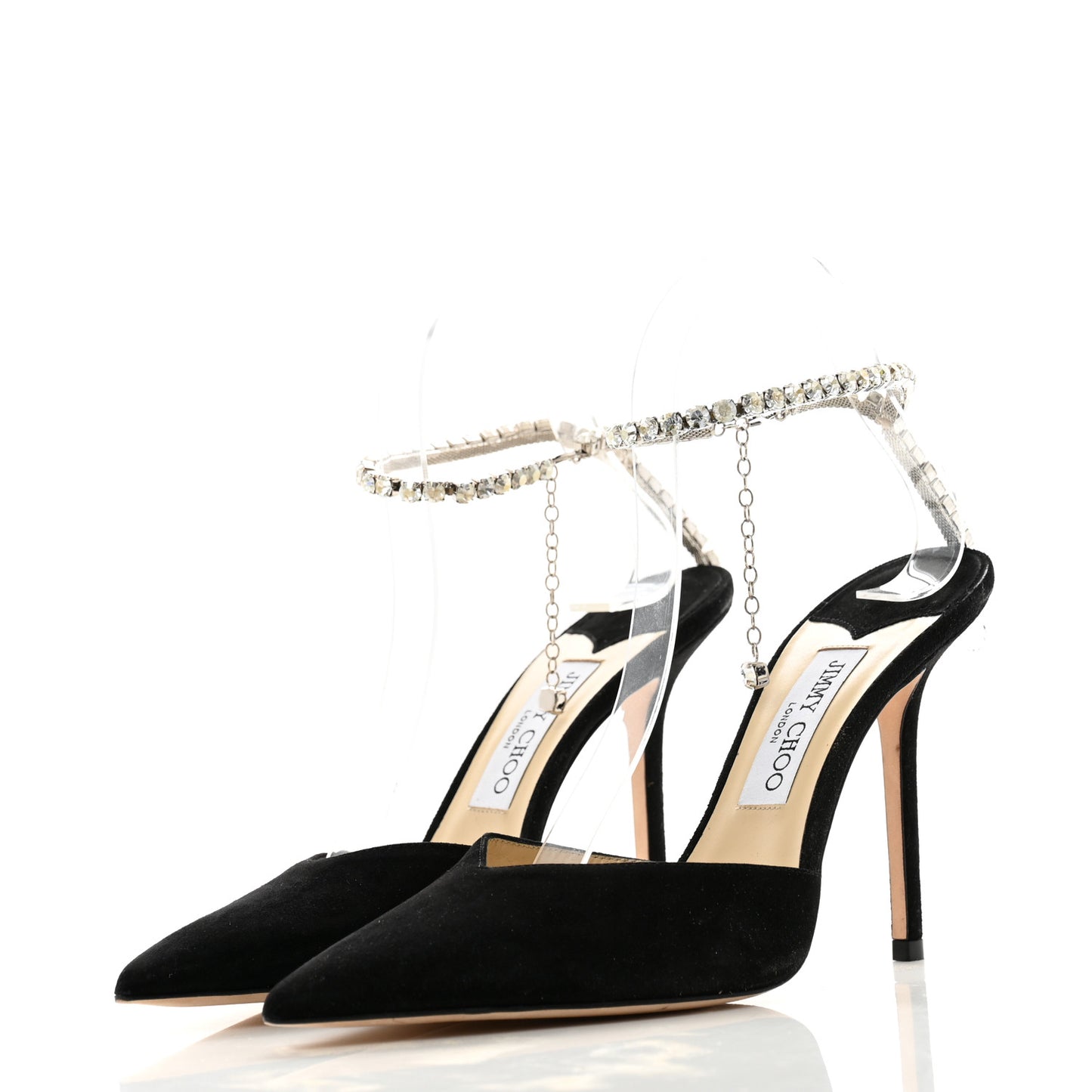 Suede Crystal Saeda 100 Pumps 39.5 Black