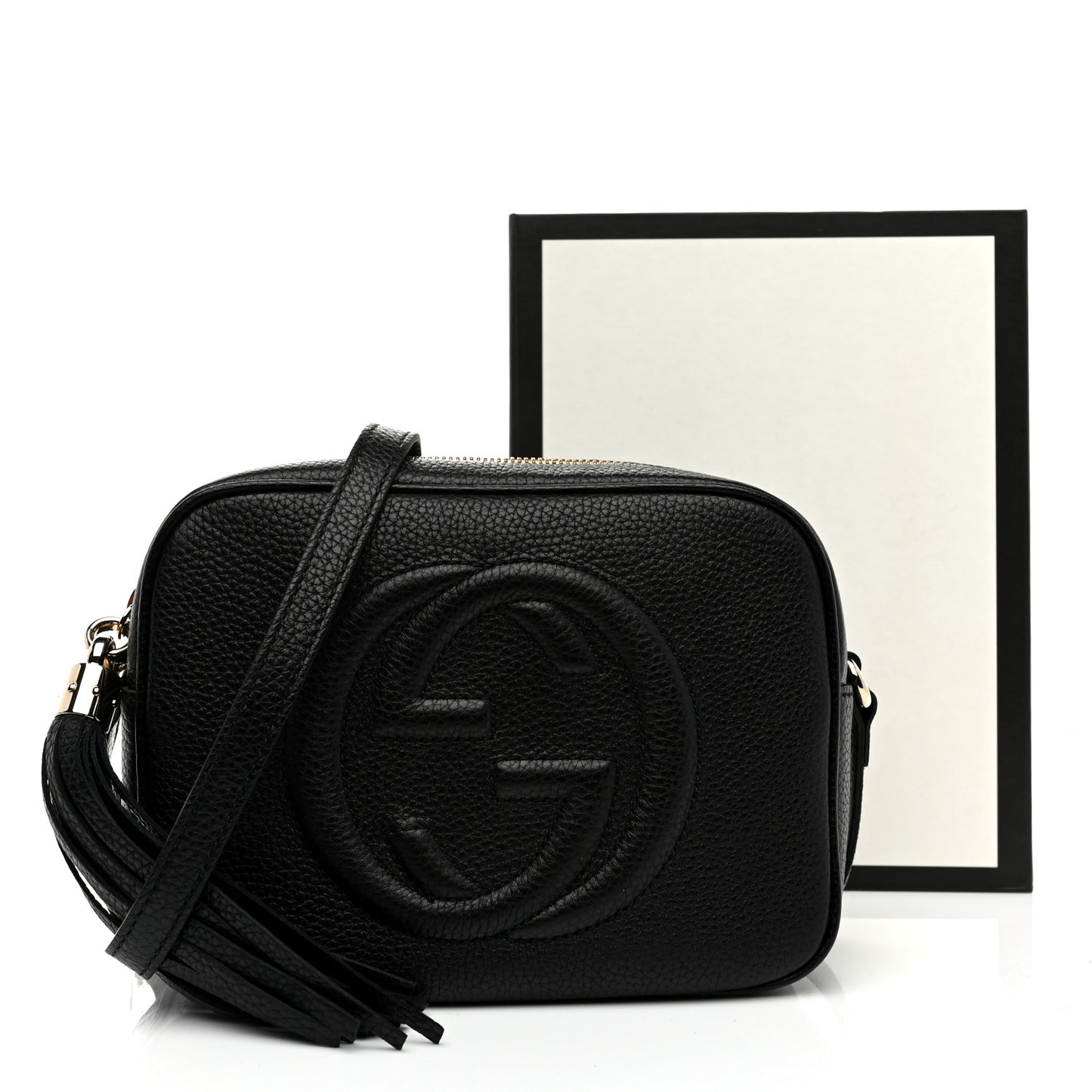 Pebbled Calfskin Small Soho Disco Bag Black