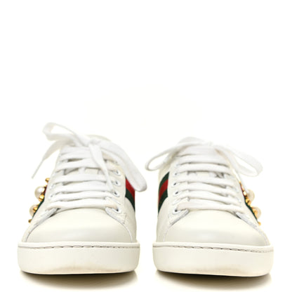 Gucci Calfskin Web Pearl Studded Womens Ace Sneakers 35 White 2 of 16