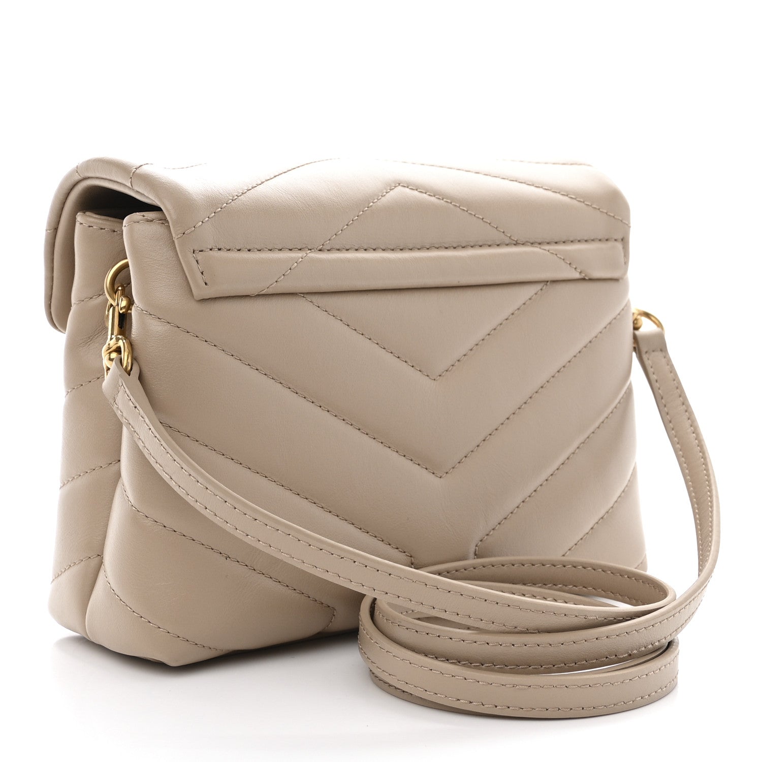 Saint Laurent Calfskin Y Quilted Monogram Toy Loulou Crossbody Bag Dark Beige 3 of 13