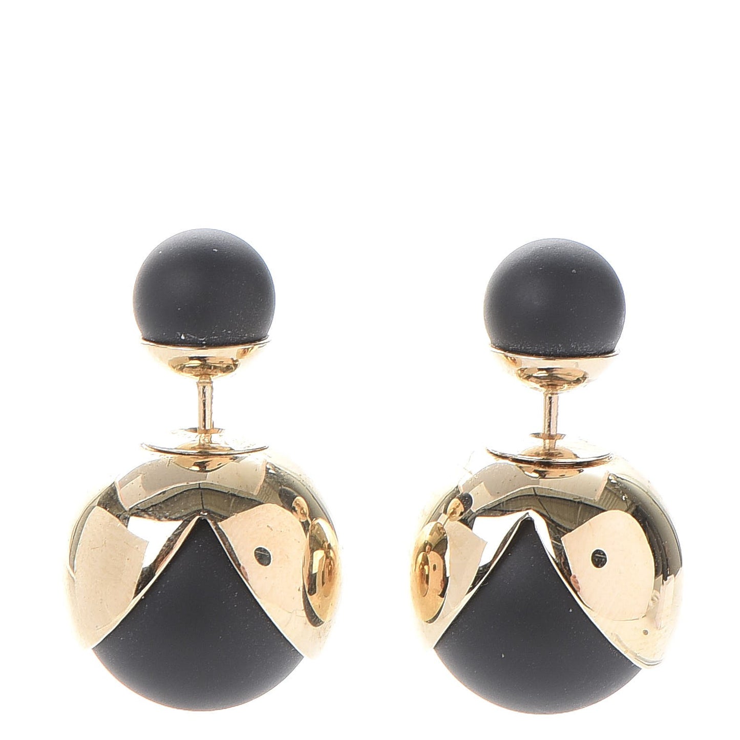 Rubber Lacquer Mise En Dior Tribal Earrings Matte Gold Black