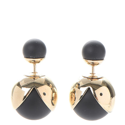 Christian Dior Rubber Lacquer Mise En Dior Tribal Earrings Matte Gold Black 1 of 5