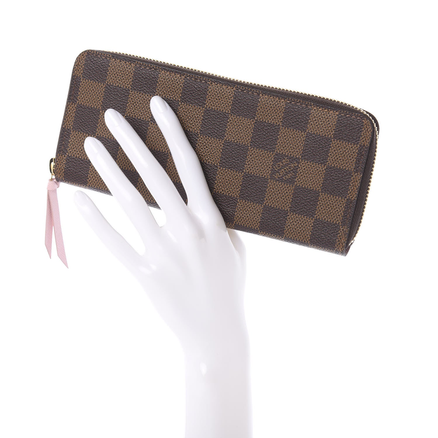 Louis Vuitton Damier Ebene Clemence Wallet Rose Ballerine 2 of 6