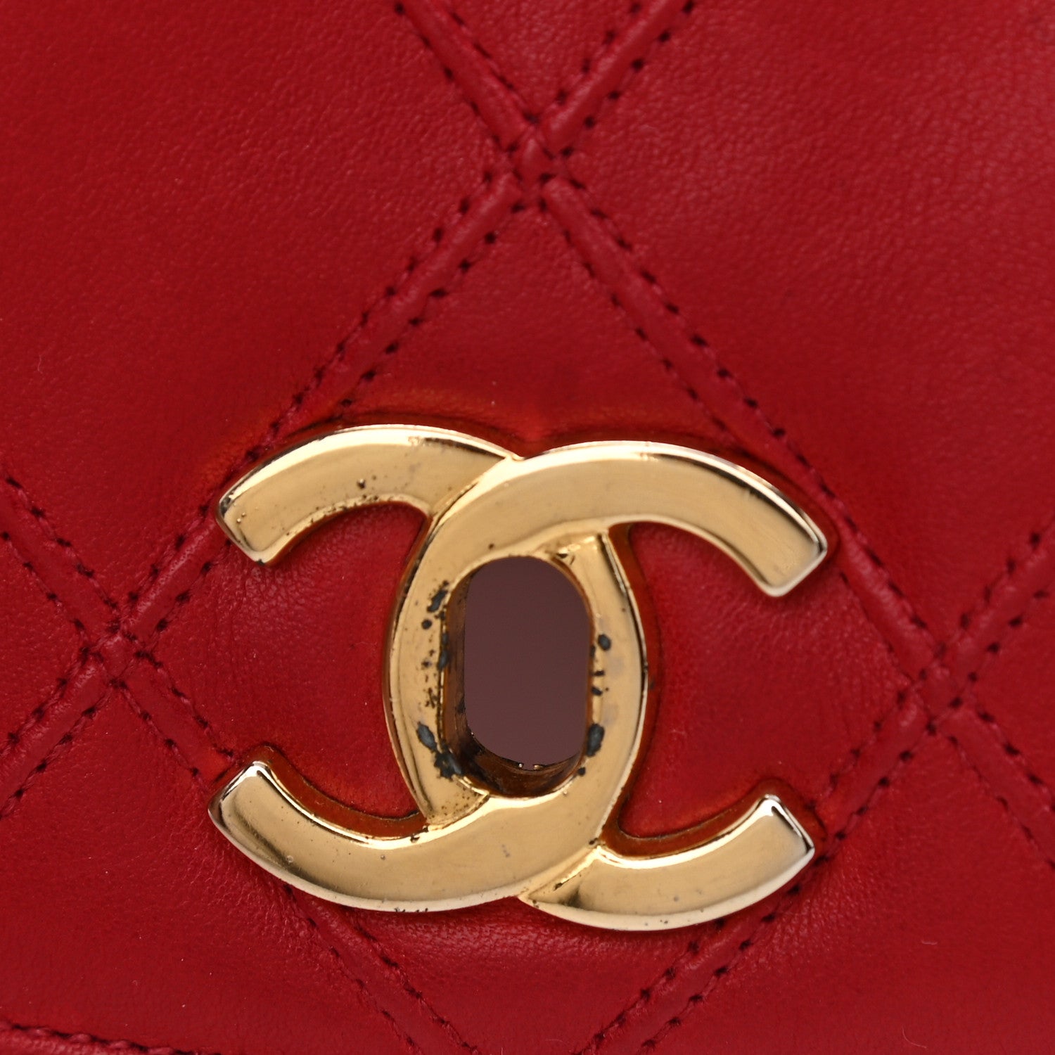 Chanel Lambskin Diamond Stitched Waist Chain Belt Flap Bag Red 10 of 12