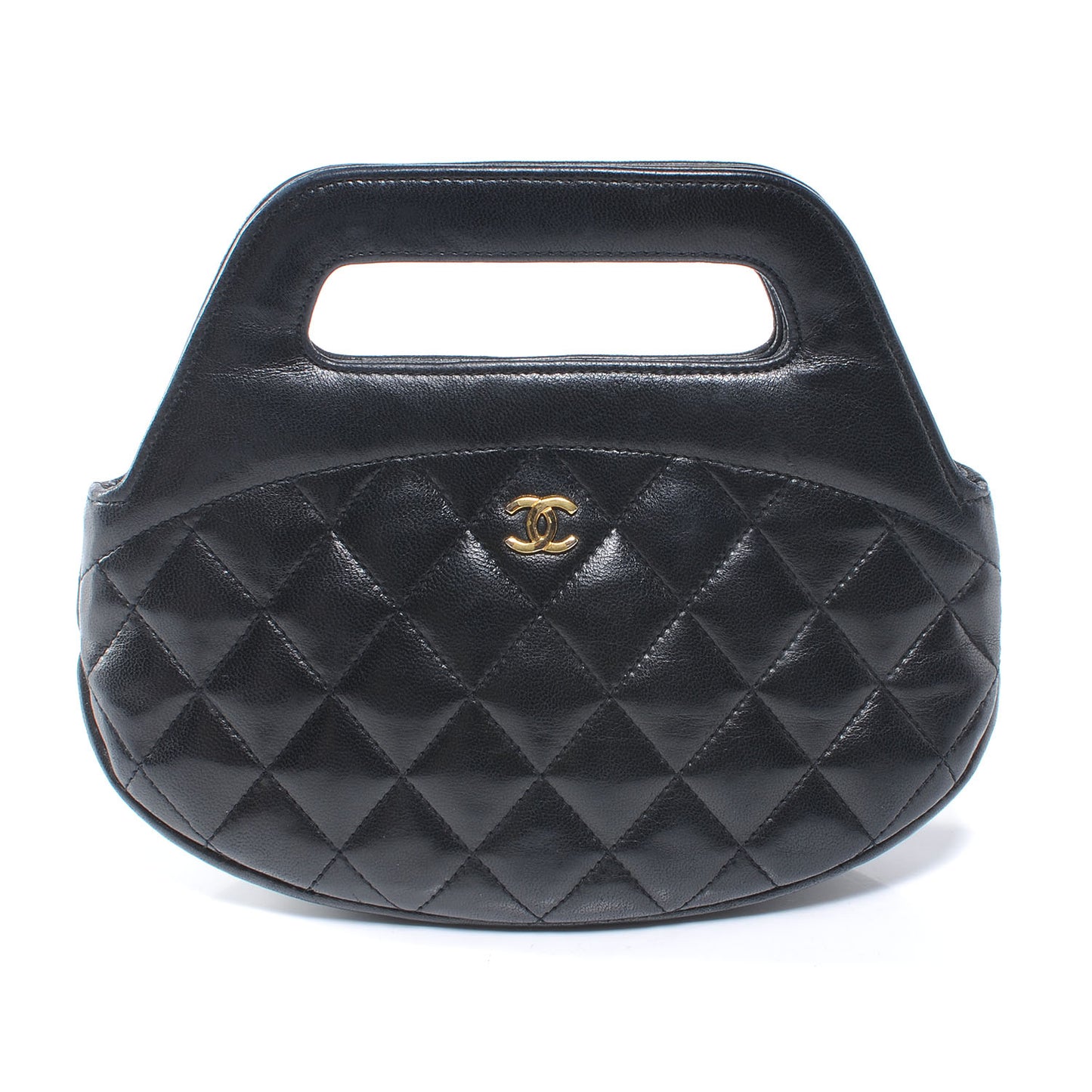 Lambskin Quilted CC Shoulder Bag Black
