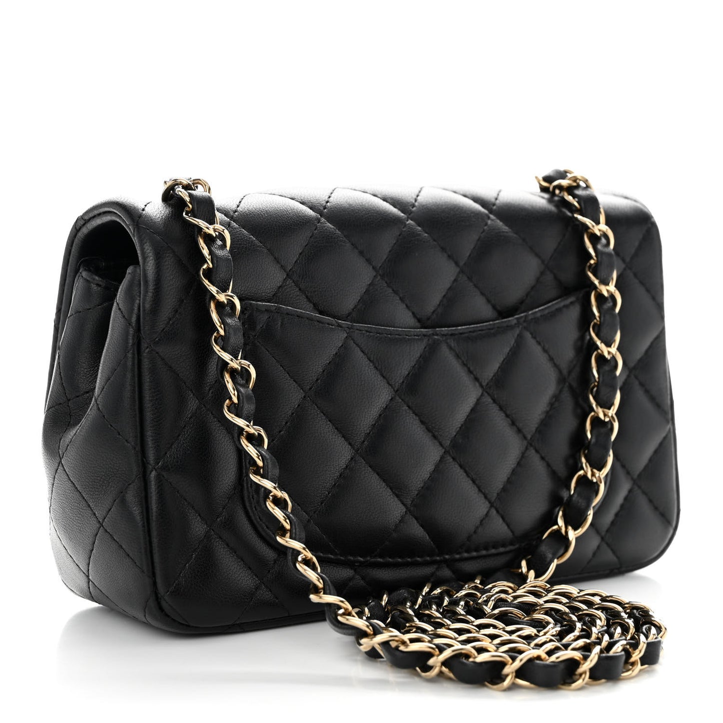 Lambskin Quilted Mini Rectangular Flap Black