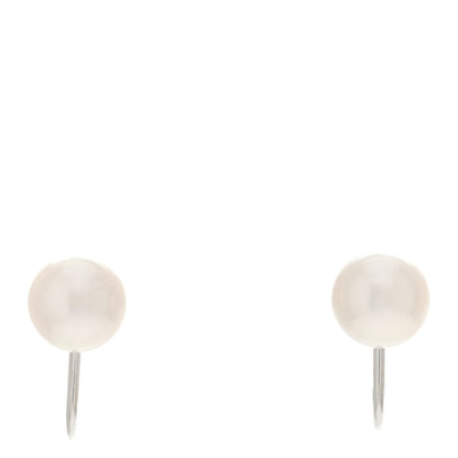 Mikimoto 18K White Gold Akoya Pearl 7.5-8mm Screw Back Earrings 1 of 4