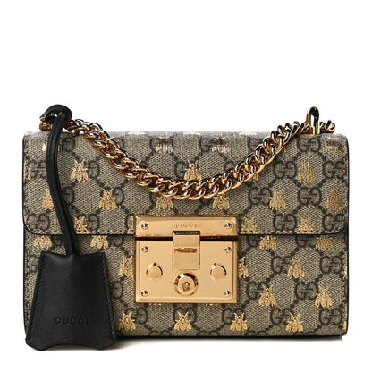 Gucci GG Supreme Monogram Bees Small Padlock Shoulder Bag Black 1 of 11