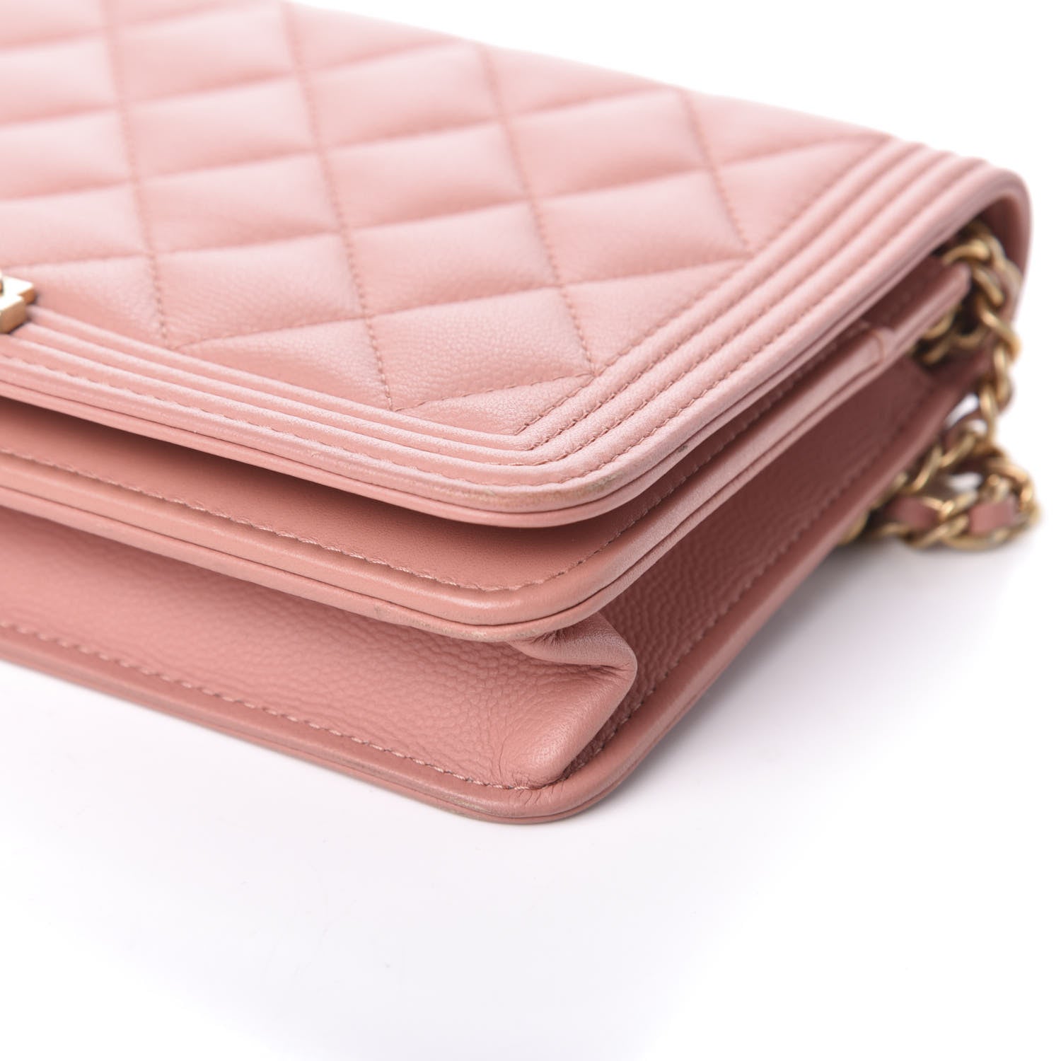 Chanel Caviar Quilted Boy Wallet On Chain WOC Light Pink 10 of 10