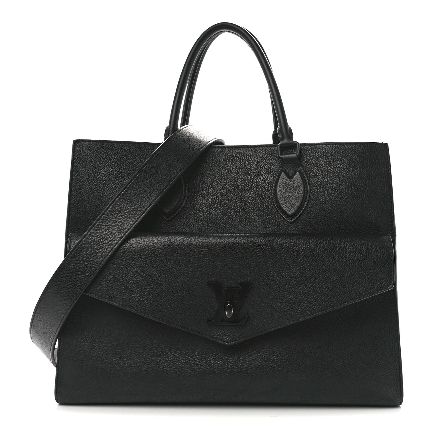 Soft Calfskin Lockme Tote MM Black