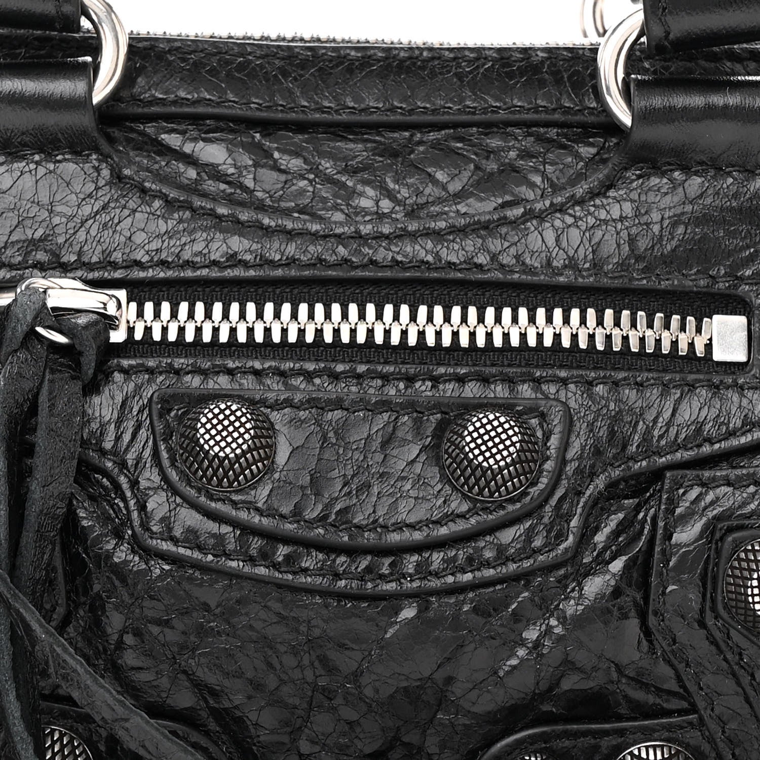 Balenciaga Agneau Arena Crystal Neo Nano Cagole Handbag Black 10 of 13