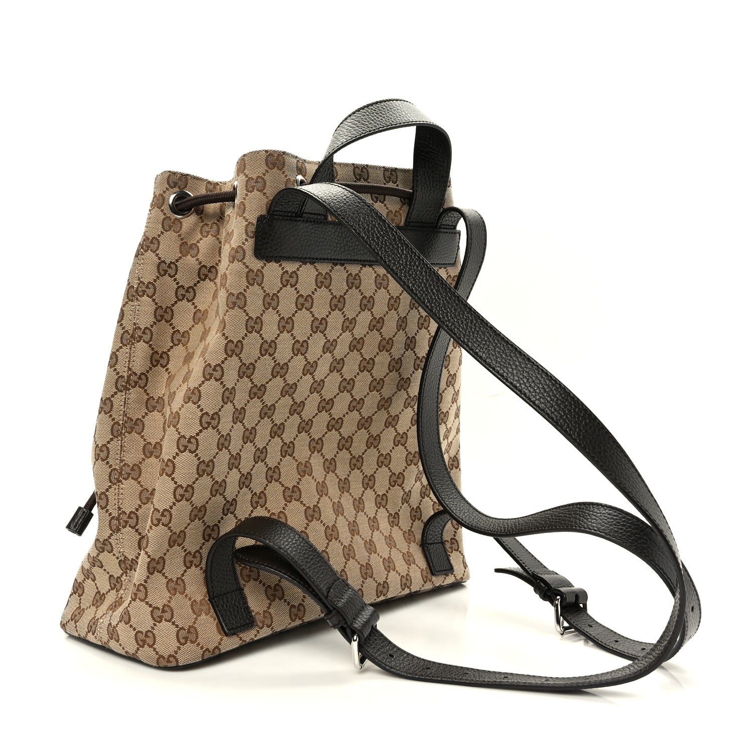 Gucci Monogram Dollar Calfskin O Drawstring Backpack Beige Ebony Testa di Moro Dark Chocolate 3 of 9