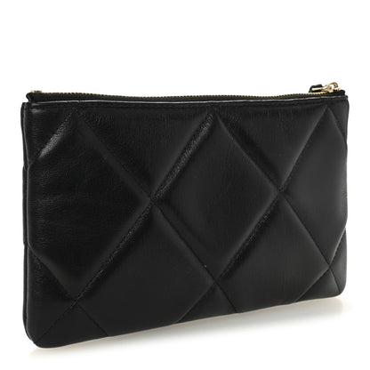 Chanel Shiny Goatskin Quilted Small Chanel 19 Pouch Black 3 of 8