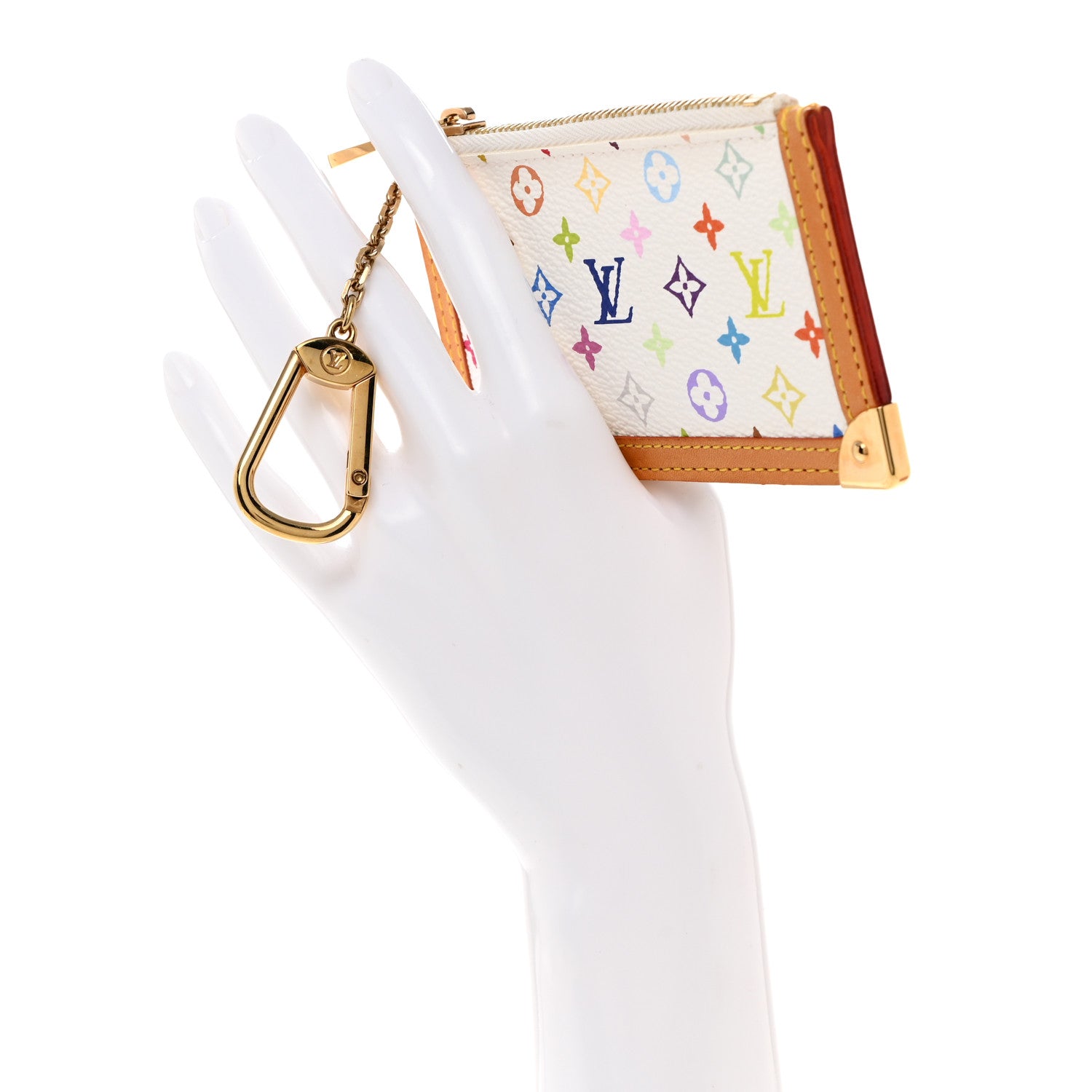 Louis Vuitton LOUIS VUITTON Monogram Multicolor Key Pouch White 2 of 7