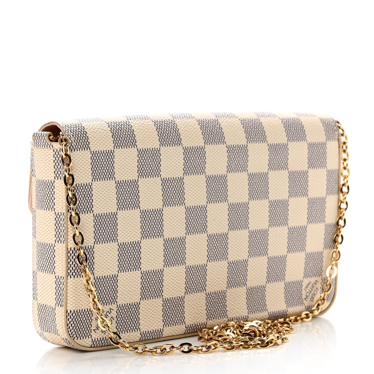 Louis Vuitton Damier Azur Pochette Felicie Chain Wallet Rose Ballerine 3 of 9