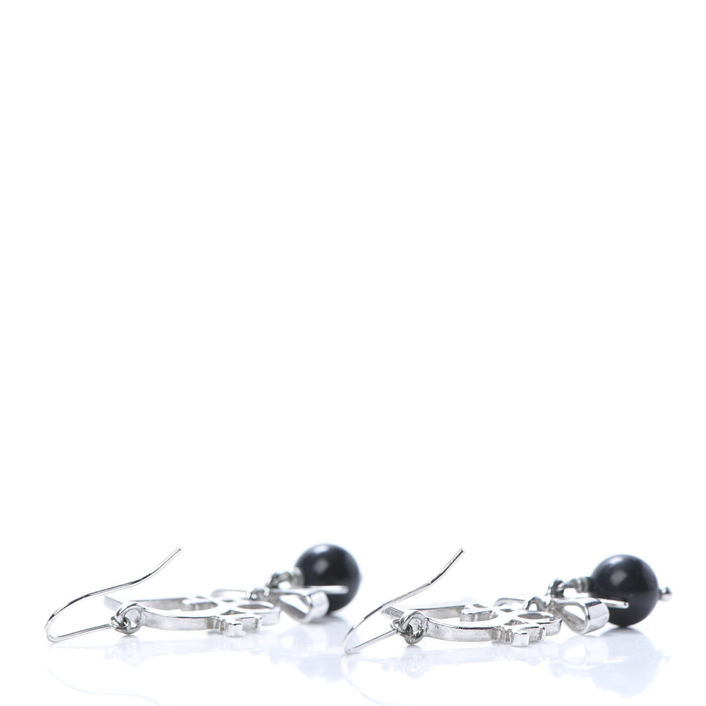 Crystal Pearl Bow Earrings Silver
