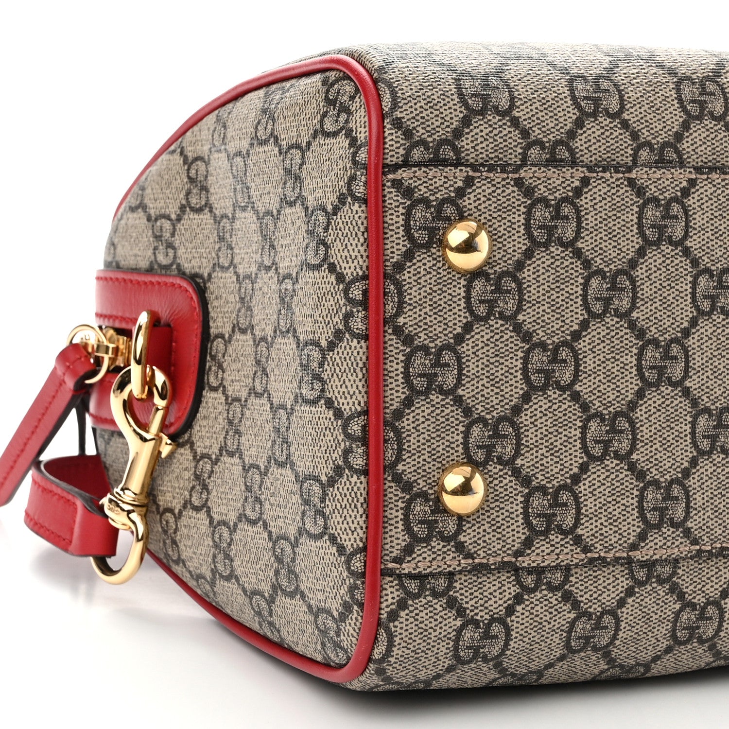 Gucci GG Supreme Monogram Kingsnake Heart Embroidered Small Boston Red 9 of 13