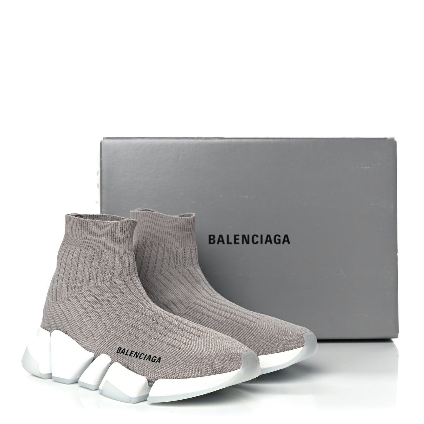 Ribbed Knit Womens Speed 2.0 Transparent Sole Sneakers 36 Baltic Grey White