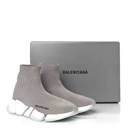 Balenciaga Ribbed Knit Womens Speed 2.0 Transparent Sole Sneakers 36 Baltic Grey White 9 of 9