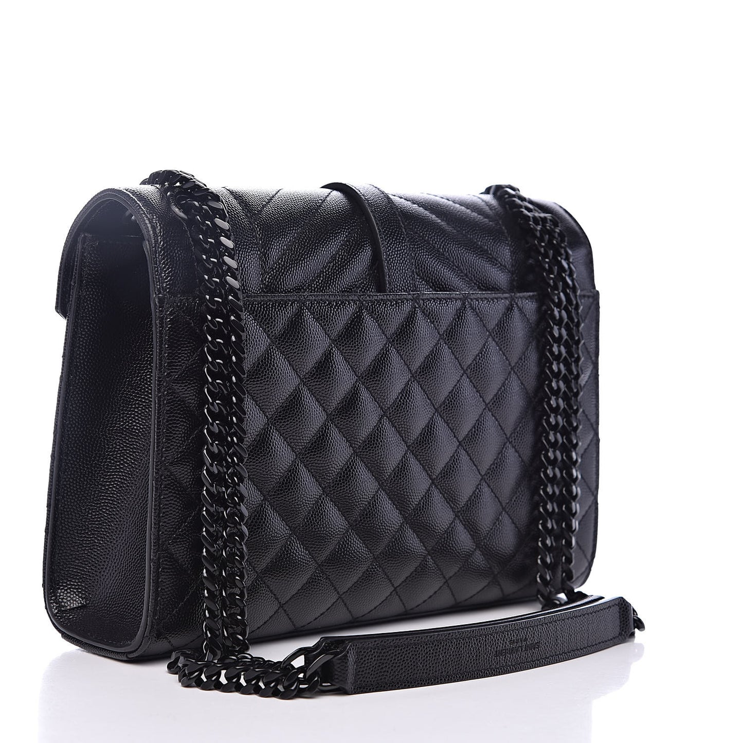 Grain De Poudre Textured Mixed Matelasse Triquilt Medium Monogram Satchel Black